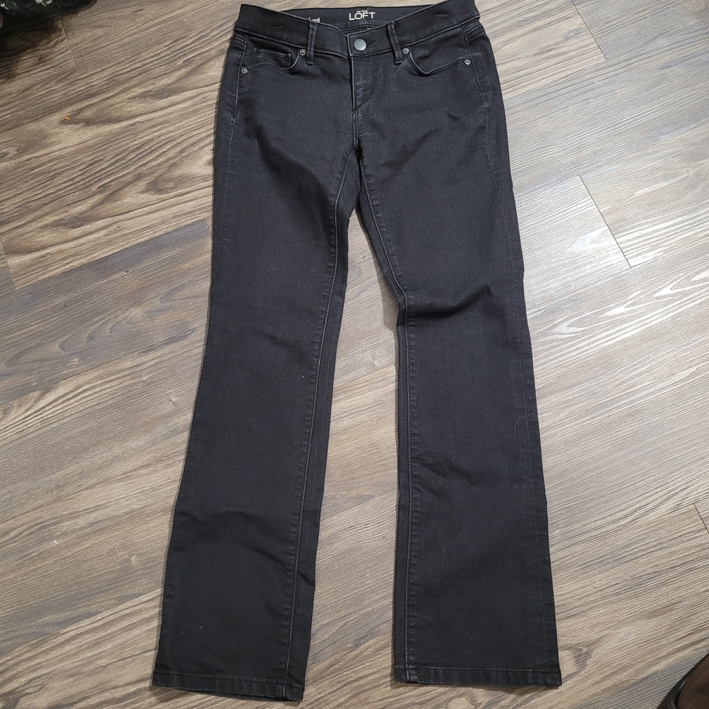 LOFT Women's Dark Bootcut Jeans Size 4p Black Stretch